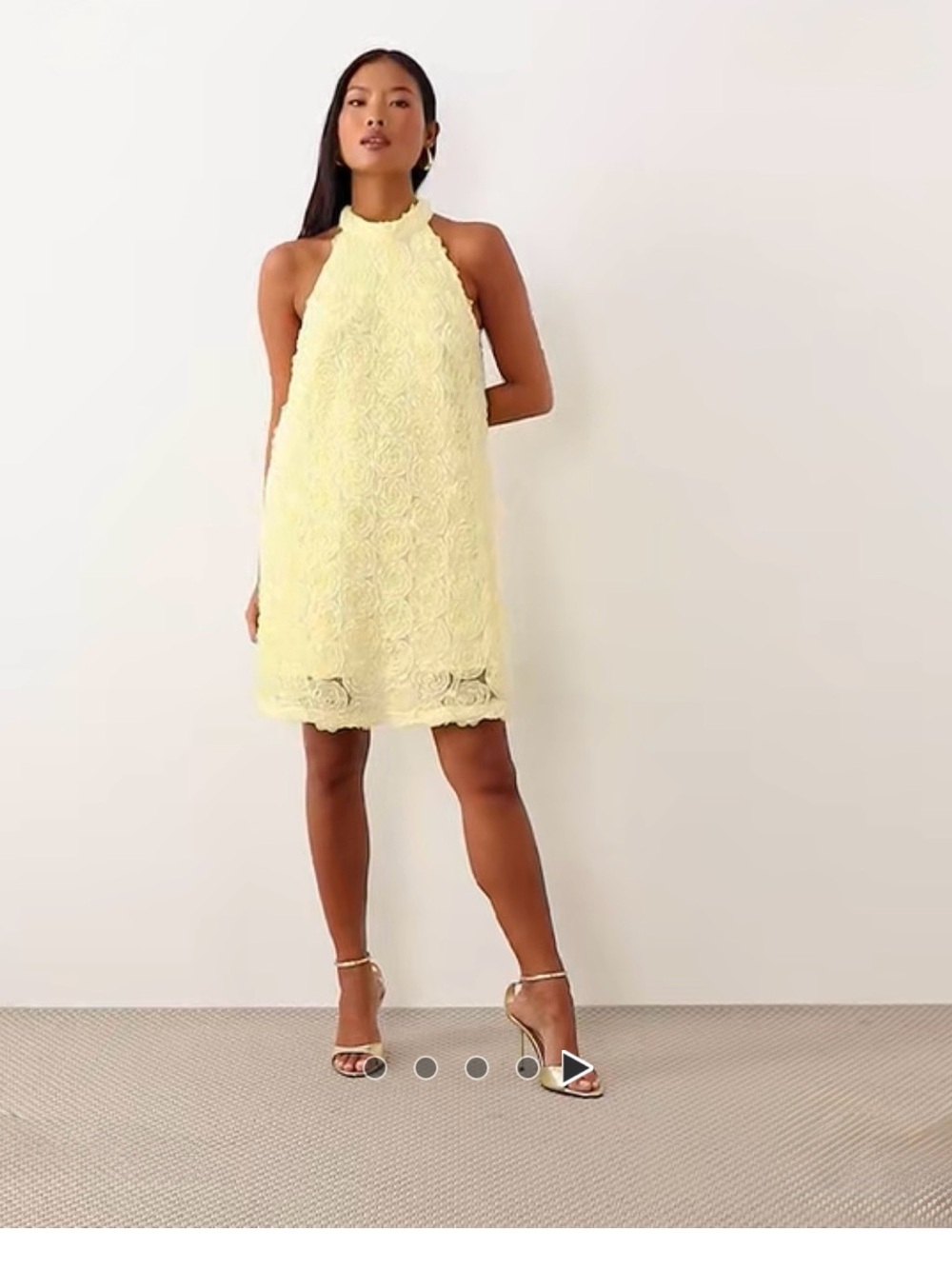 VILA Lemon Lace Halter Mini Dress